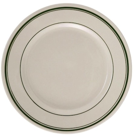 Yanco 9 in. China Green Band Dinner Plate, White, 24PK GB-8